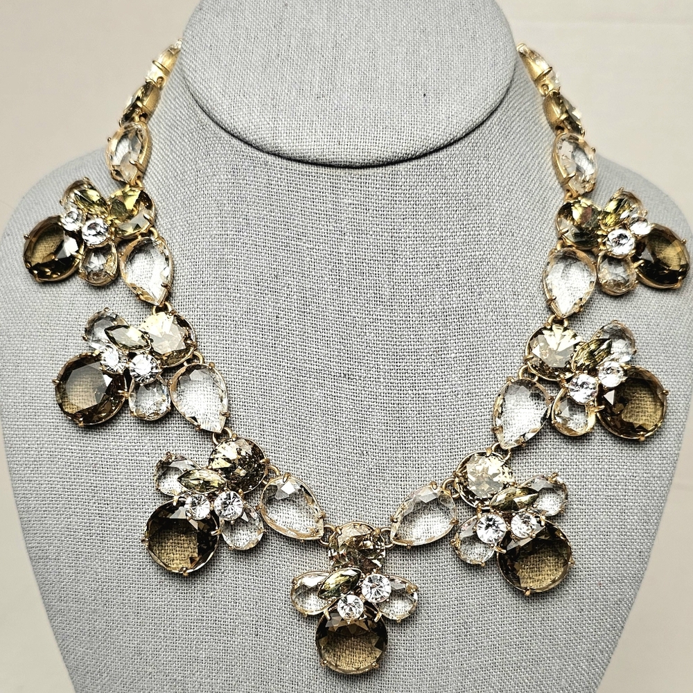 [J. Crew] Smokey Crystal Drop Bib Bumble Bee Statement Necklace - Picture 4 of 16